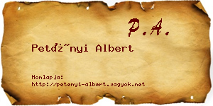 Petényi Albert névjegykártya