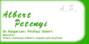 albert petenyi business card