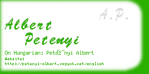 albert petenyi business card